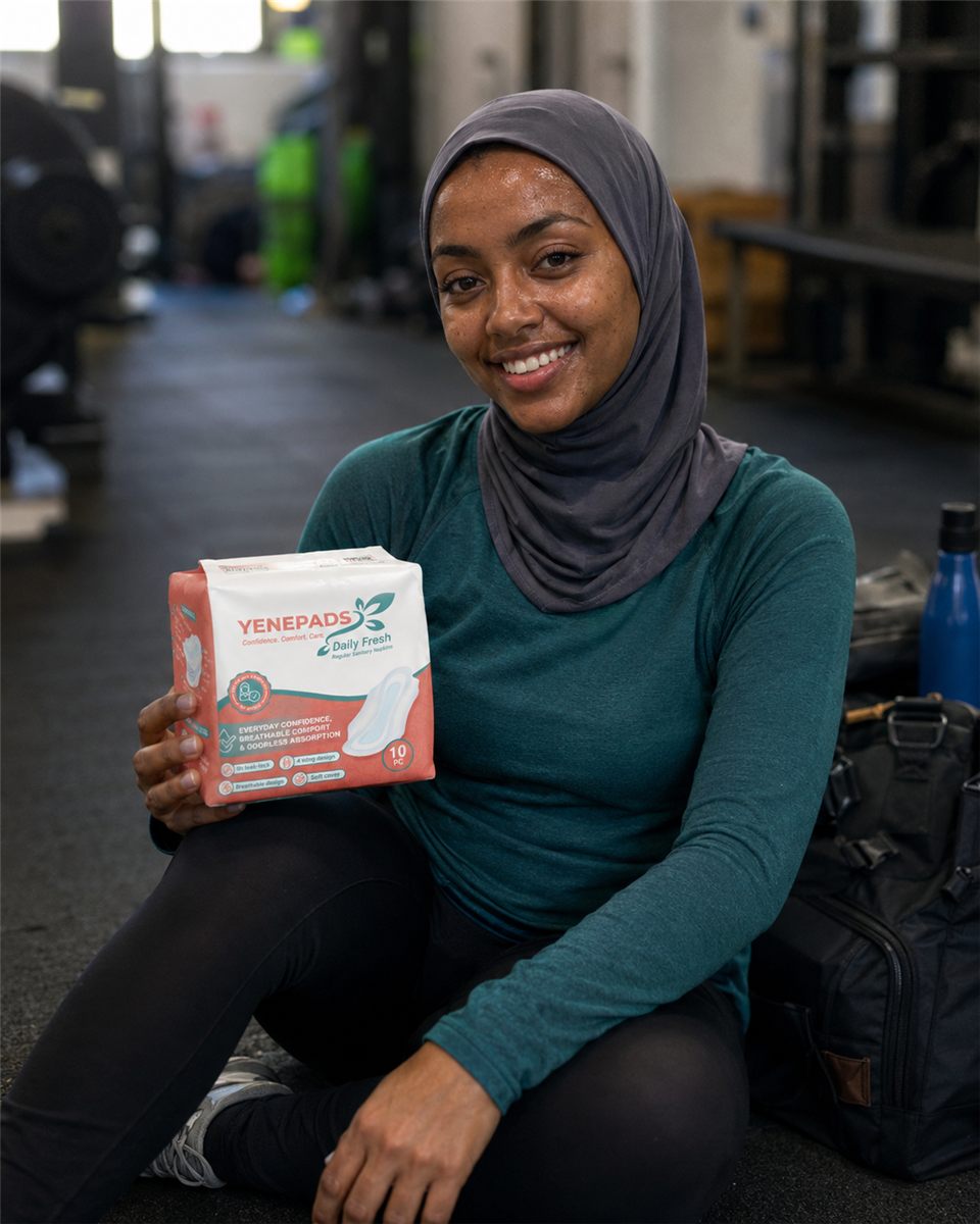 Athlete training comfortably with YenePads menstrual pads in Ethiopia