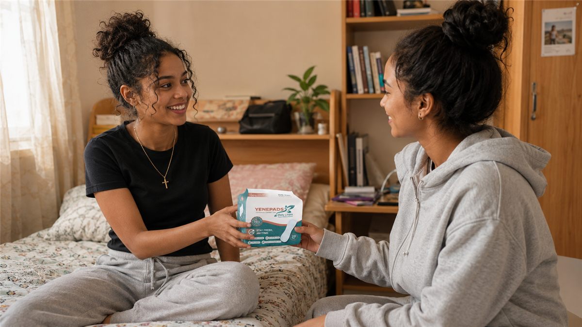 Young woman relaxing at home with reliable YenePads period protection